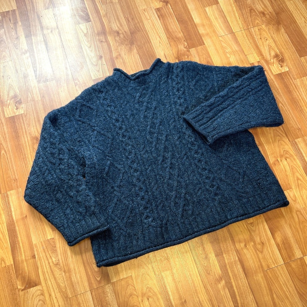 Vintage 90s Hills Of Donegal Wool Cable Knit Sweater Size L Made In Ireland
